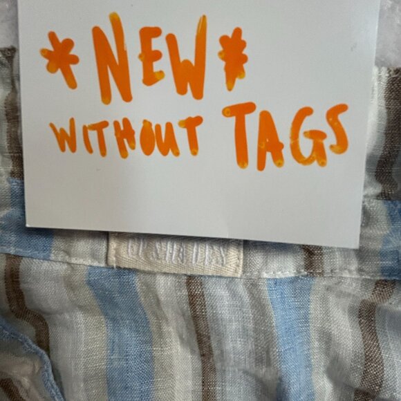 CP Shades Womens Striped Linen Tunic Dress Top Large Blue/Brown Pockets NWOT - Picture 3 of 8